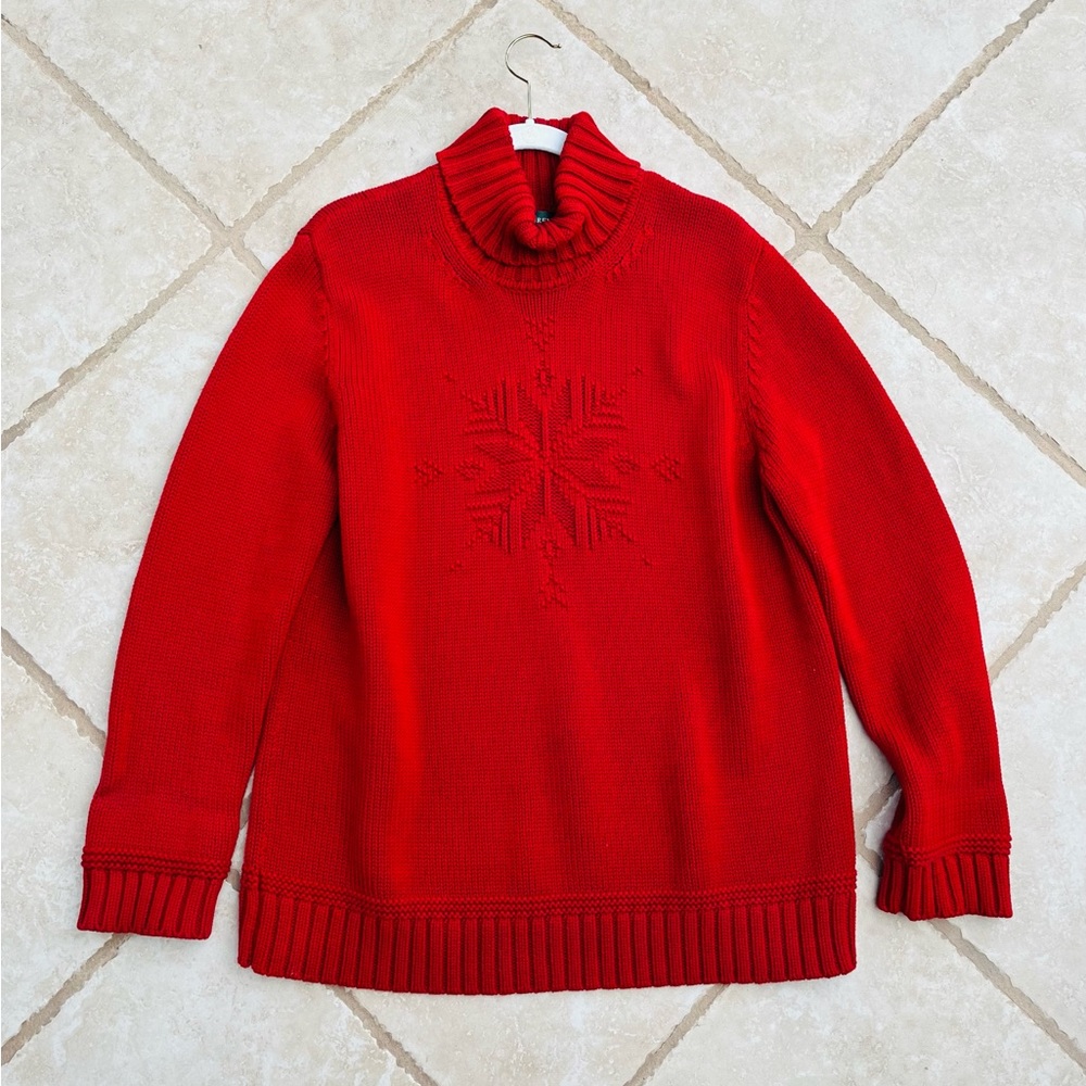 Ralph Lauren Red Snowflake Turtleneck Sweater